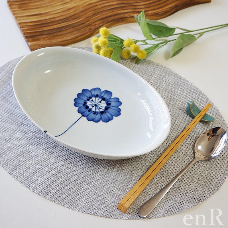 波佐見焼 皿 カレー皿 パスタ皿 一輪花 和山窯 楕円皿 軽い おしゃれ