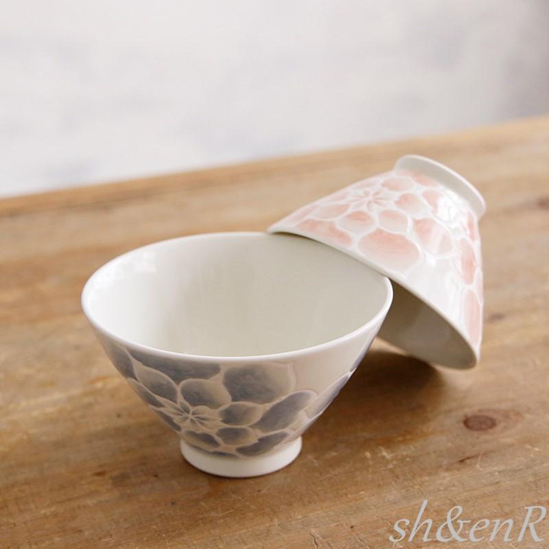 夫婦茶碗 ギフト 波佐見焼 ペア セット 勲山窯 濃牡丹 木箱入り お茶碗
