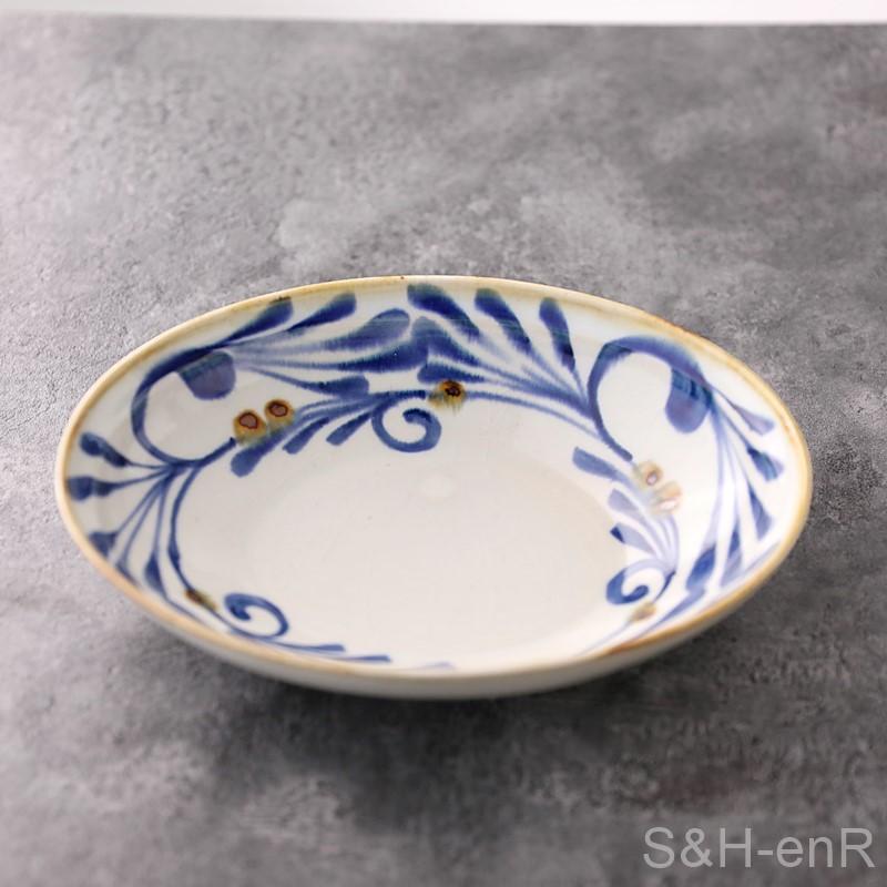 波佐見焼 オーバルボウル 藍染窯 藍ブルー 楕円鉢 カレー皿 パスタ皿