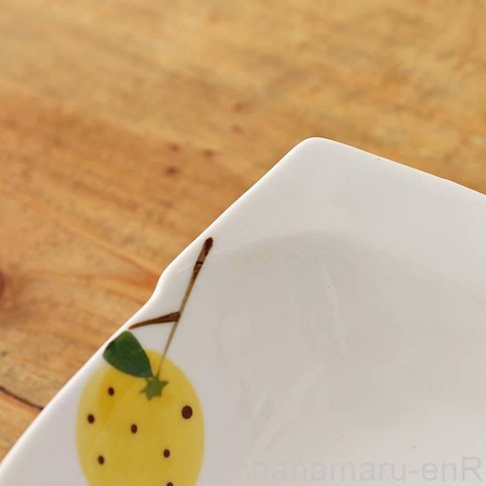 波佐見焼 角鉢 手描き柚子 ゆず おしゃれ かわいい 高級 食器 器 皿 鉢