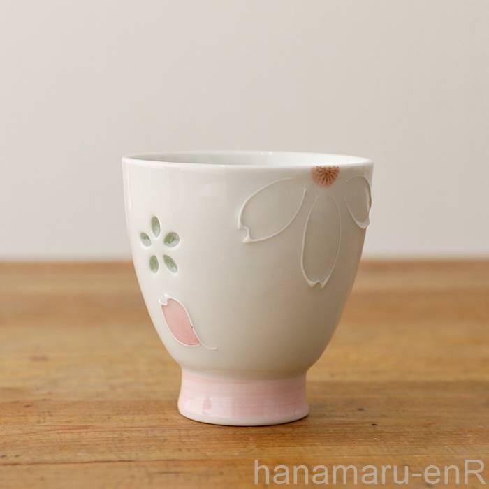 波佐見焼 湯呑 クリスタル桜 桃 ピンク ゆのみ 湯のみ 湯呑み 湯飲み
