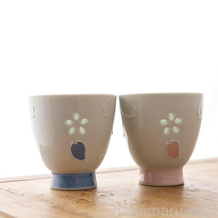 波佐見焼 湯呑 クリスタル桜 桃 ピンク ゆのみ 湯のみ 湯呑み 湯飲み