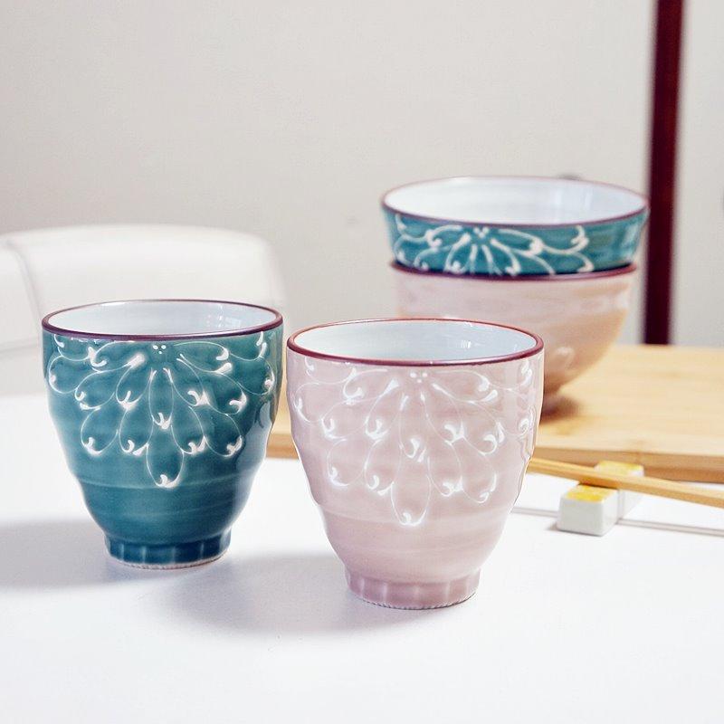 波佐見焼 湯呑み ペアセット 一珍菊 pg 夫婦湯呑み ゆのみ 湯のみ