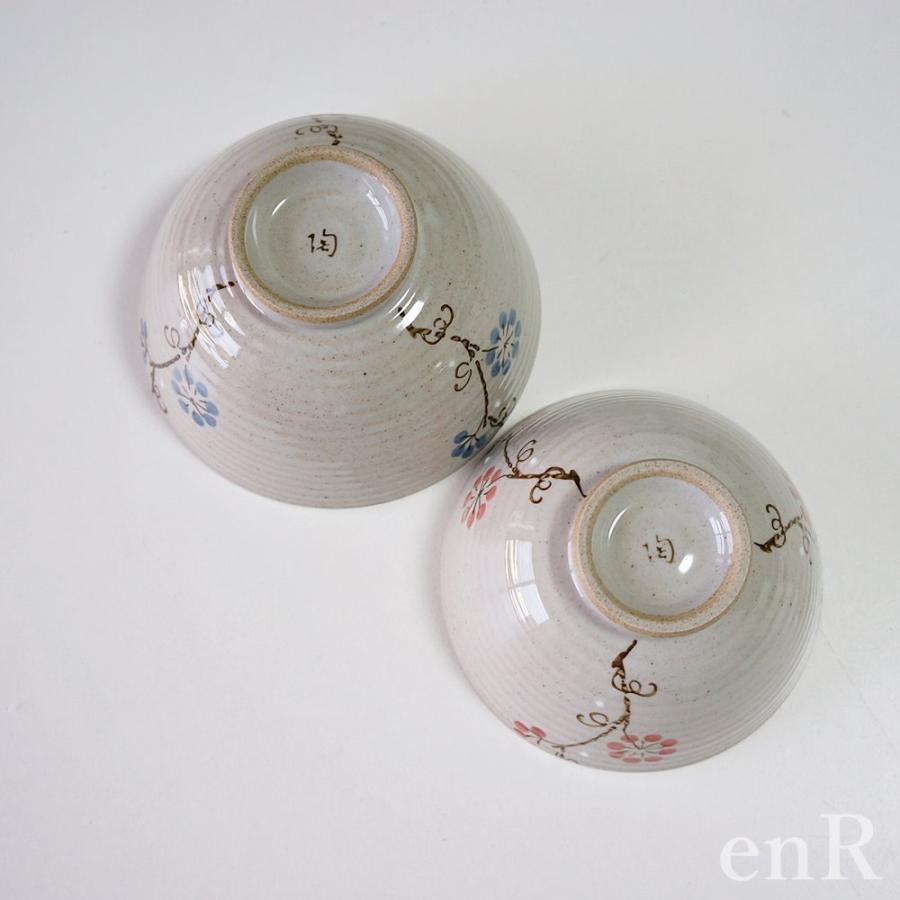 夫婦茶碗 有田焼 茶碗 大小ペアセット 一珍木立 青赤 お茶碗 ご飯茶碗