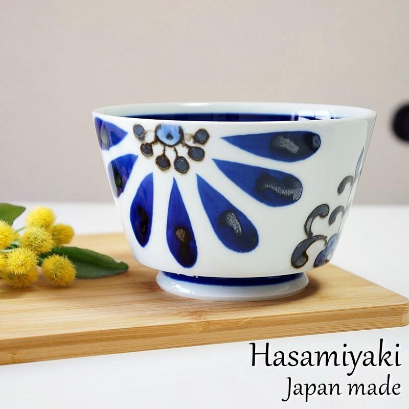 波佐見焼 どんぶり イージー丼 ルリ大花 食器 ボウル 電子レンジ 食洗