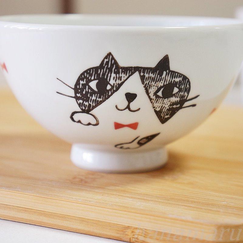 茶碗 波佐見焼 お茶碗 かわいい りぼん猫 白 ご飯茶碗 お茶わん 日本製
