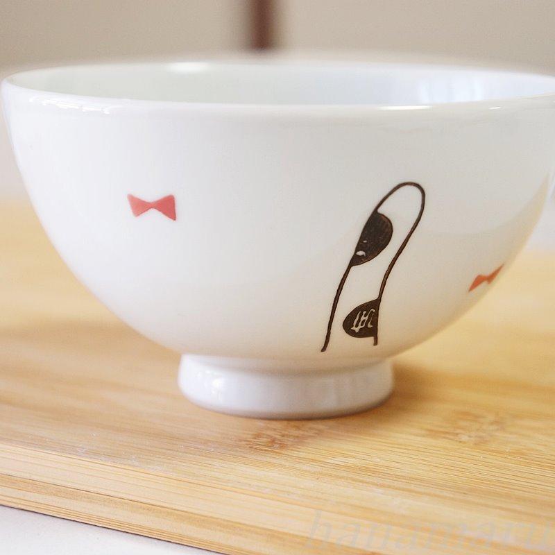 茶碗 波佐見焼 お茶碗 かわいい りぼん猫 白 ご飯茶碗 お茶わん 日本製