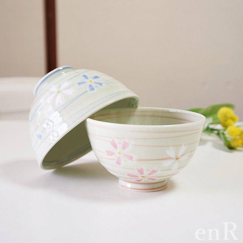 波佐見焼 茶碗 ペアセット 桜らせん 夫婦茶碗 お茶碗 ご飯茶碗