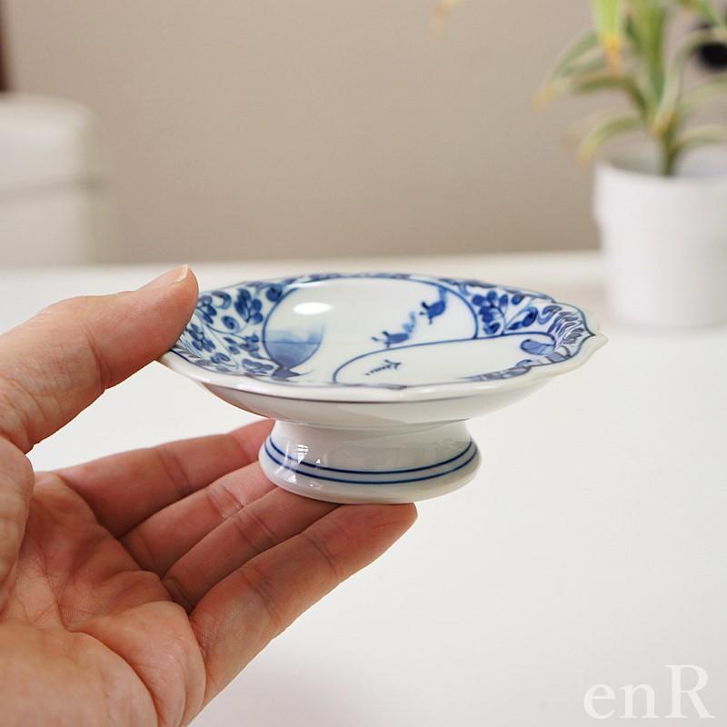 波佐見焼 小皿 小付 小鉢 染付絵変わり 間取山水百景桔梗高台皿