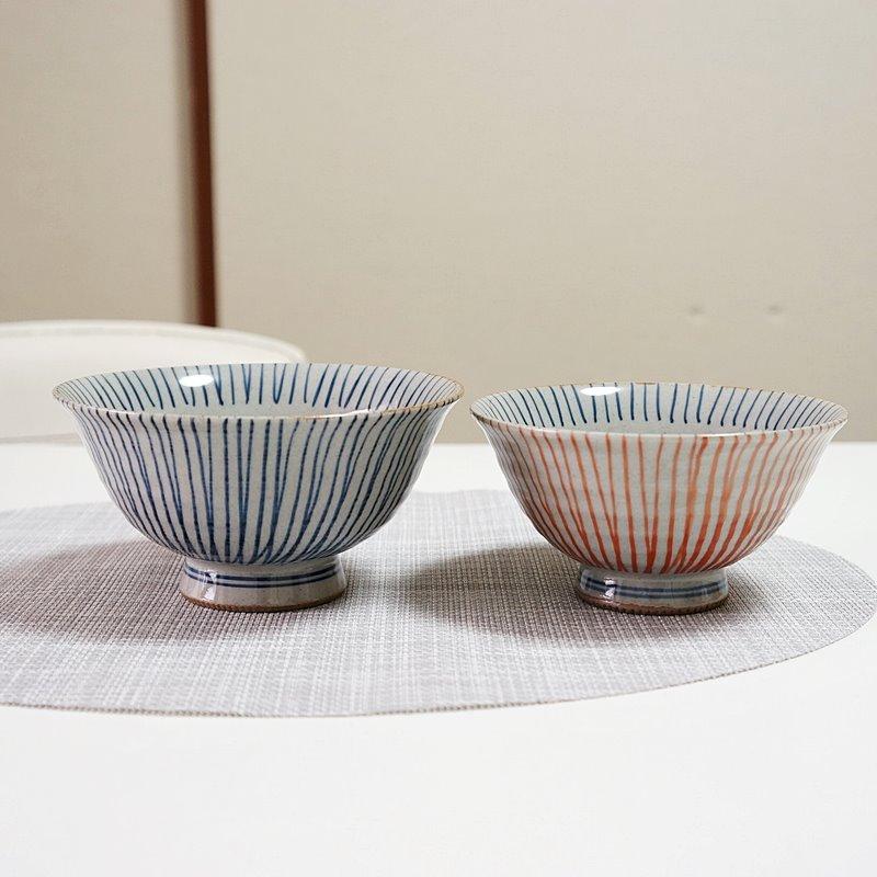 京泉　千筋桔梗　夫婦飯茶碗 波佐見焼 茶碗 ペアセット 手描き千筋 夫婦茶碗 お茶碗 ご飯茶碗