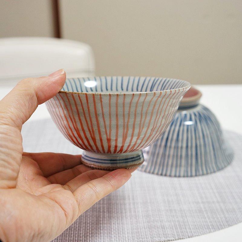 波佐見焼 茶碗 ペアセット 手描き千筋 夫婦茶碗 お茶碗 ご飯茶碗