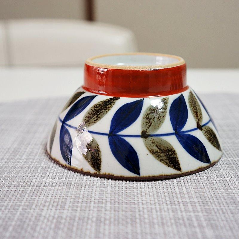 波佐見焼 茶碗 ペアセット リーフ赤 翔芳窯 夫婦茶碗 お茶碗 ご飯茶碗