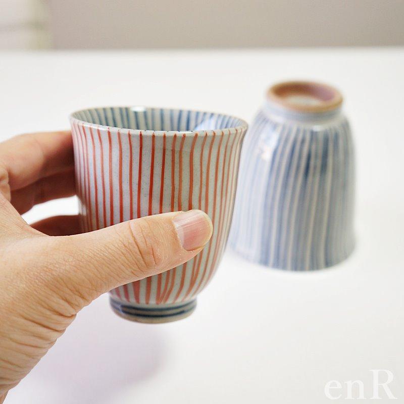 波佐見焼 ゆのみ ペアセット 手描き千筋 夫婦湯呑 湯のみ 湯呑み