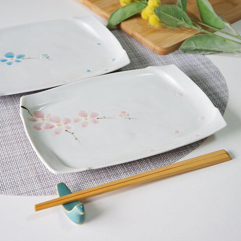 波佐見焼 長角皿 長皿 手描き桜 さくら ピンク おしゃれ かわいい 高級