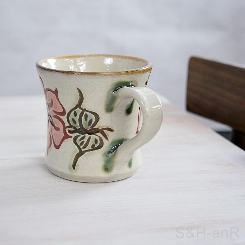 マグカップ おしゃれ やちむん 沖縄陶器 マグ ハイビスカス 線 マグカップ おしゃれ やちむん 沖縄陶器 マグ ハイビスカス 線