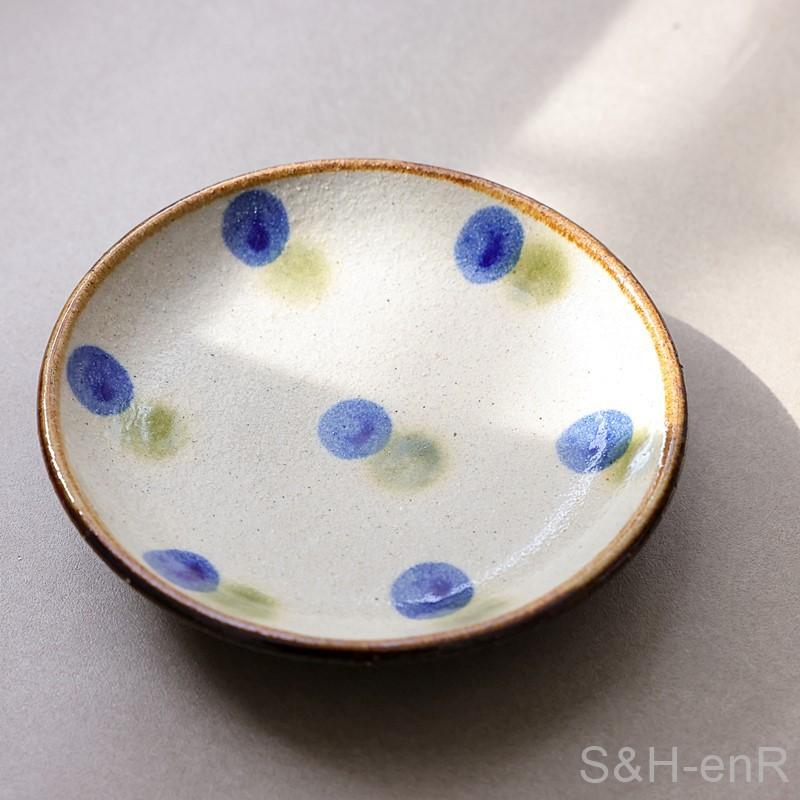 やちむん 5寸皿 取皿 陶芸こまがた 点打ち コバルト×オーグスヤ