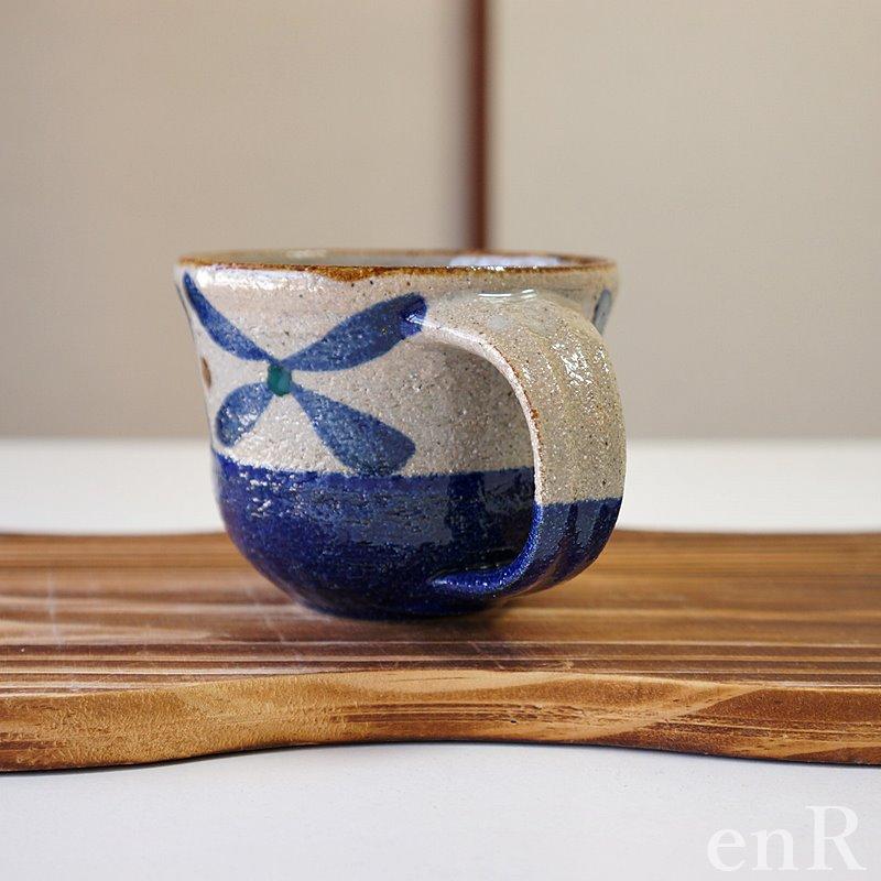 やちむん マグカップ 320cc 四葉紋唐草 陶器 大きい おしゃれ 沖縄陶器