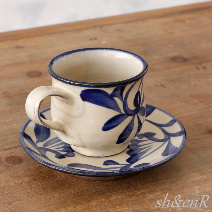 やちむん カップソーサー 唐草 陶眞窯 マグ コーヒーカップ 沖縄 焼物