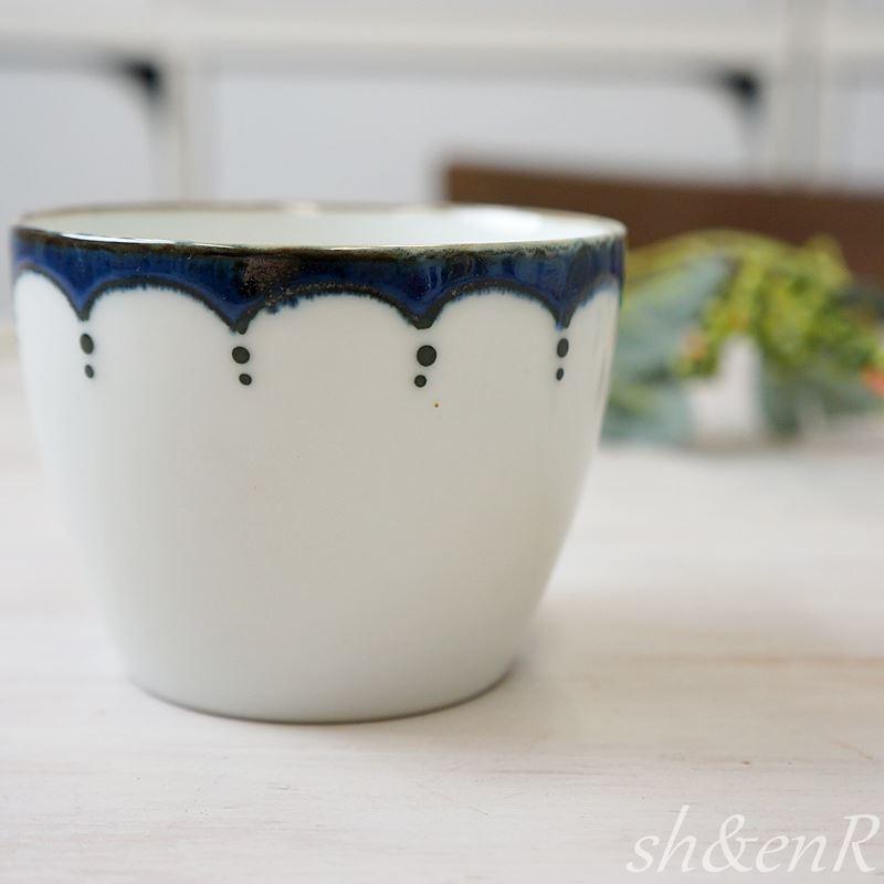 波佐見焼 そば猪口 そばちょこ 手描き 山下陶苑 染紋様 濃点 蕎麦 素麺