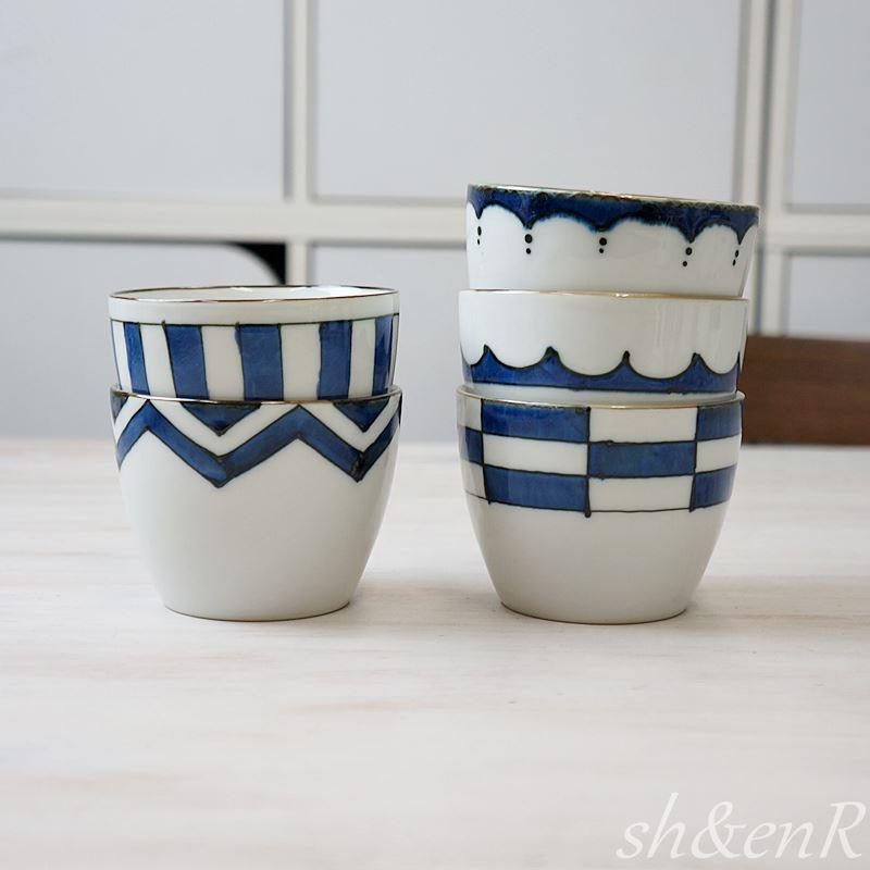 波佐見焼 そば猪口 そばちょこ 手描き 山下陶苑 染紋様 濃点 蕎麦 素麺