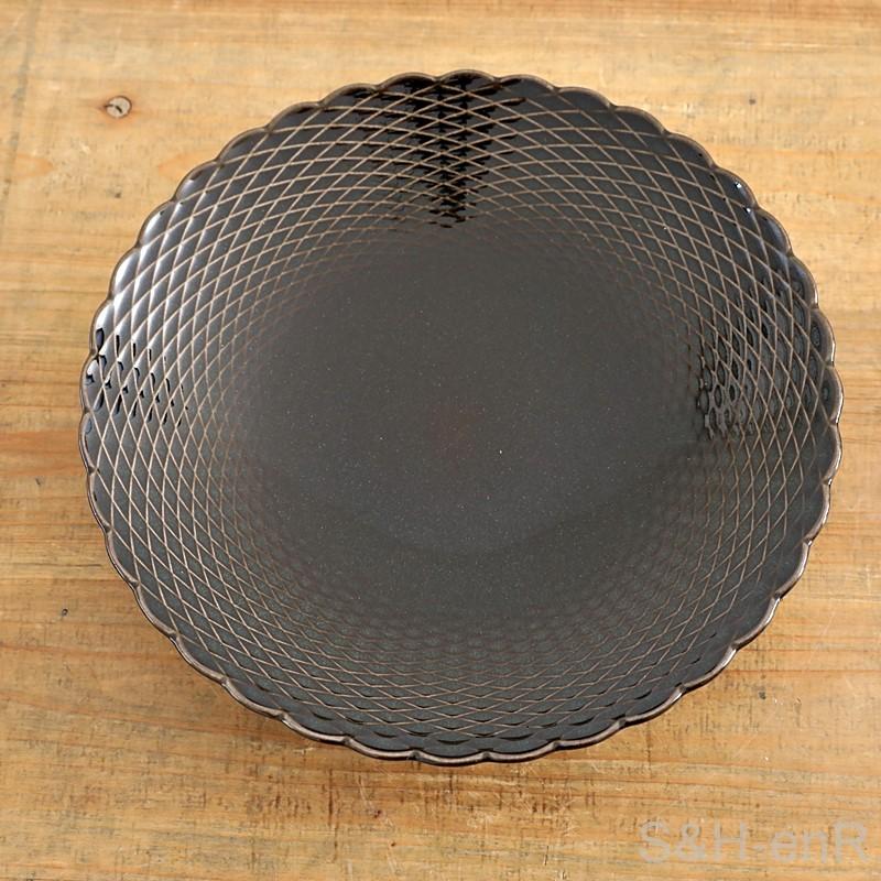 瀬戸焼 8寸皿 ダイヤ 黒 陶器 お皿 平皿 大皿 プレート かわいい 瀬戸焼 8寸皿 ダイヤ 黒 陶器 お皿 平皿 大皿 プレート かわいい