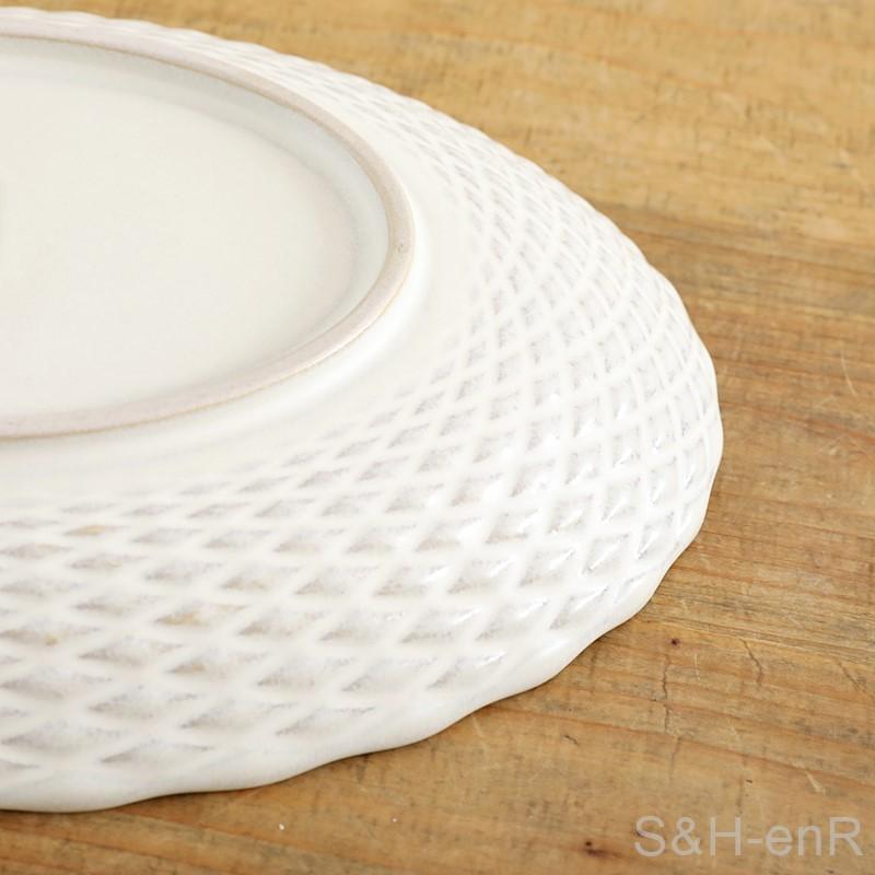 瀬戸焼 楕円皿 ダイヤ 白 陶器 お皿 パスタ皿 カレー皿 かわいい