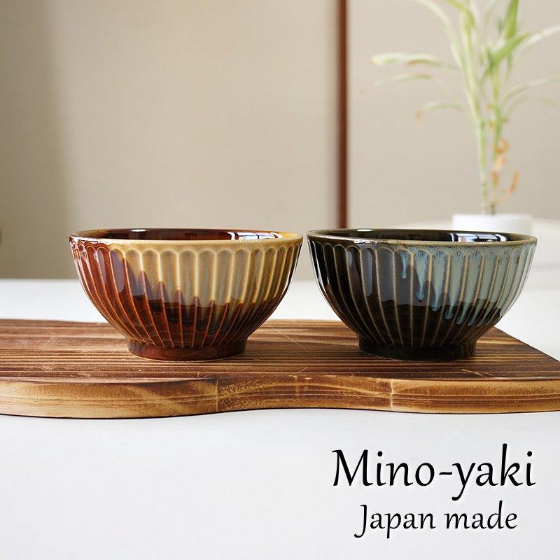 夫婦茶碗 ギフト 美濃焼 ペア セット 軽量掛分しのぎ アメ+緑 お茶碗