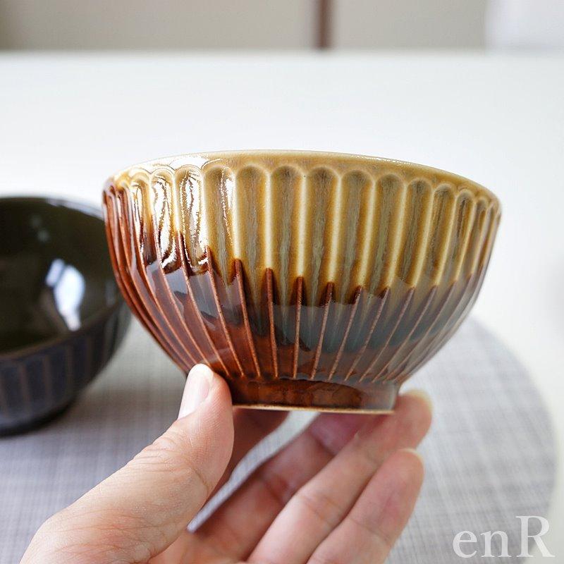 夫婦茶碗 ギフト 美濃焼 ペア セット 軽量掛分しのぎ アメ+緑 お茶碗