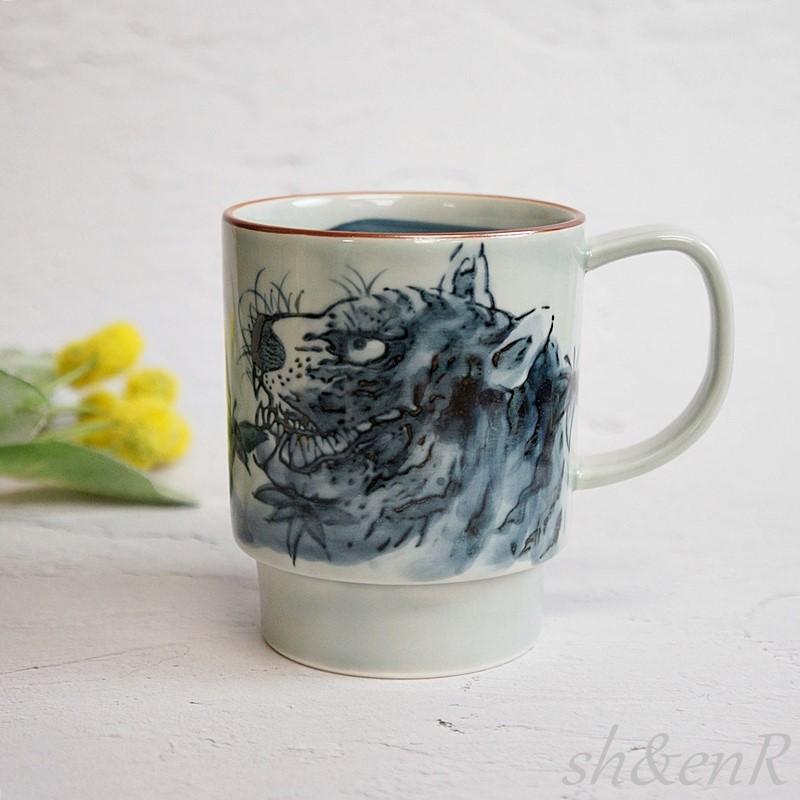 波佐見焼 マグカップ マグ 手描き 虎絵柄 縁起 陶器 大きい コーヒー