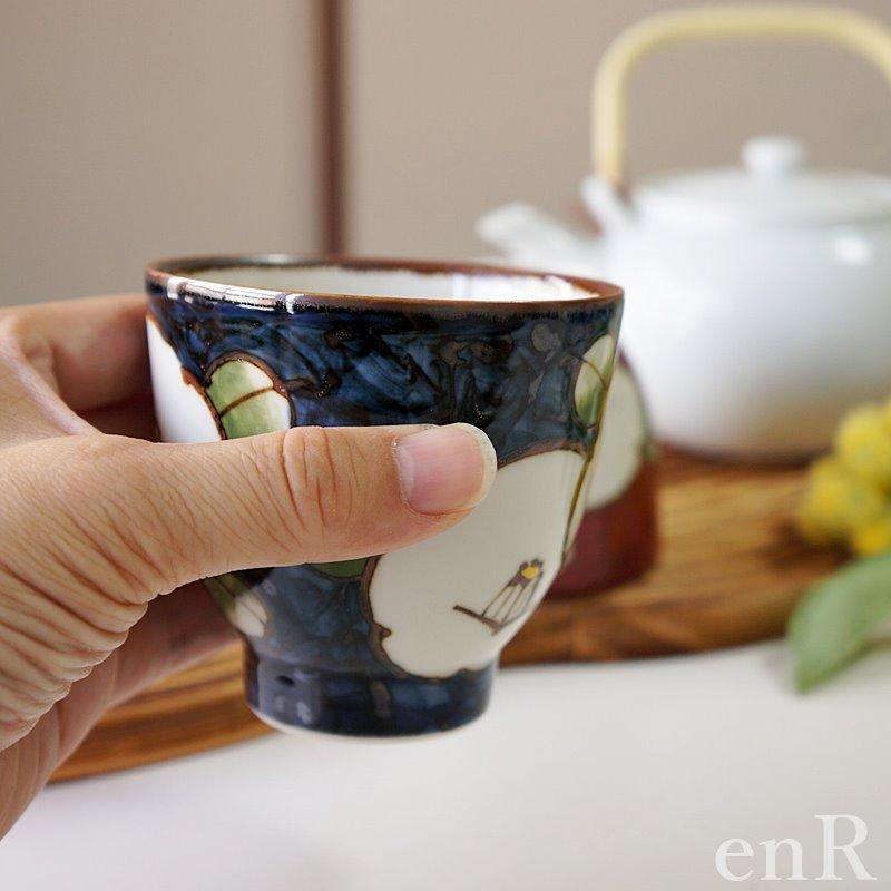 波佐見焼 ゆのみ ペア セット 濃椿 夫婦湯呑 ハレノヒ 大小 ギフト 木