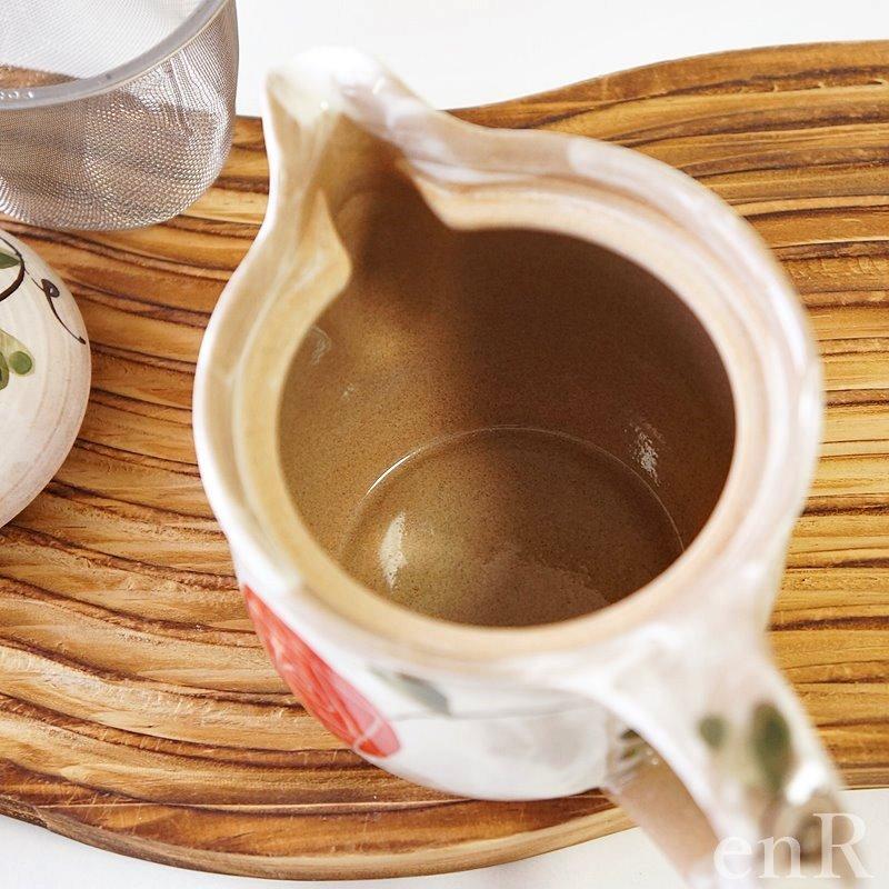 おしゃれ 急須 ティーポット波佐見焼 ポット 輝峰窯 粉引薔薇 赤