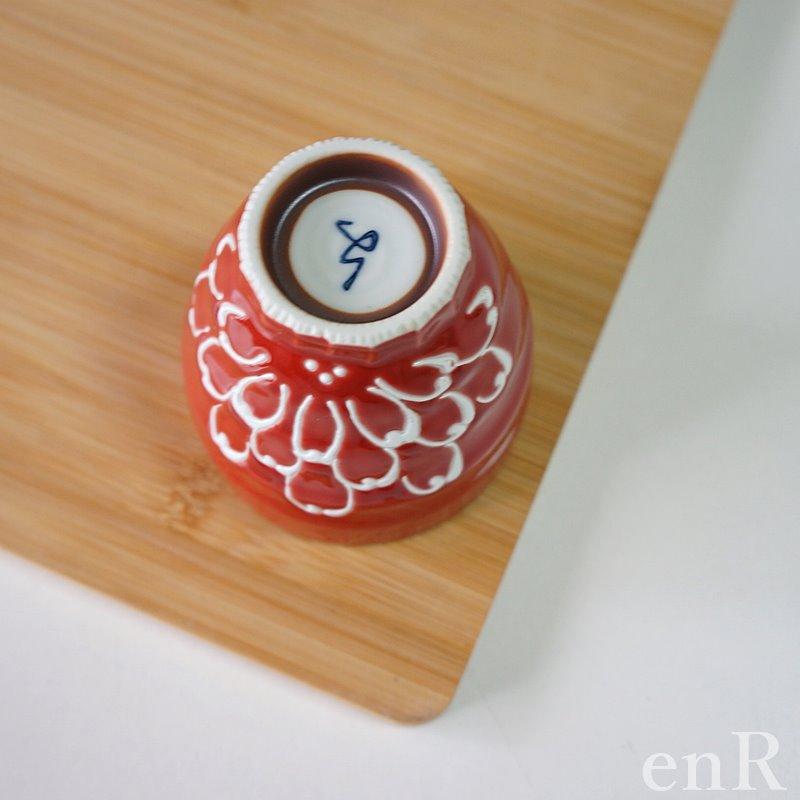 アウトレット 訳アリ 波佐見焼 ゆのみ 一珍菊 赤 かわいい おしゃれ