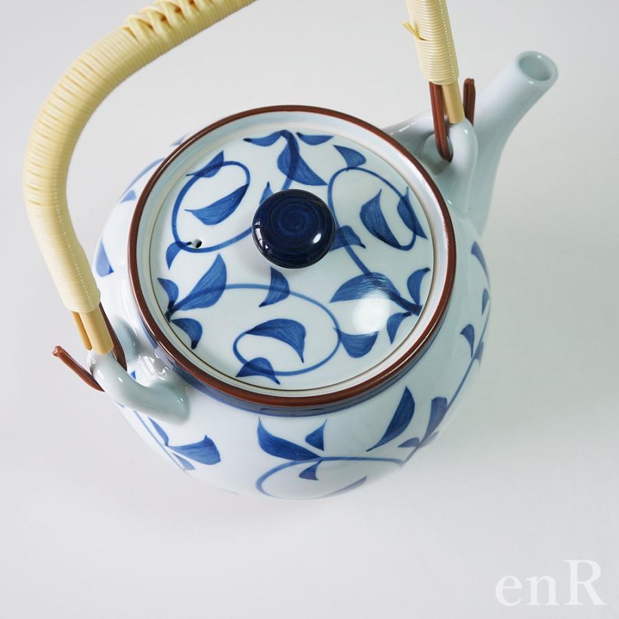 土瓶 8号 1500cc 波佐見焼 唐草 ブルー 茶こし付 おしゃれ 日本製