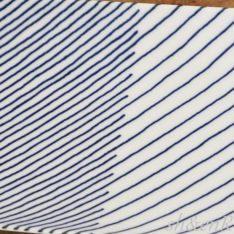 白山陶器 重ね縞 長焼皿 25.5×11.5cm 白磁 森正洋 波佐見焼 食器 長角