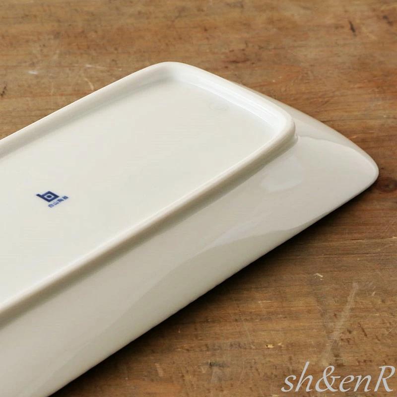 白山陶器 重ね縞 長焼皿 25.5×11.5cm 白磁 森正洋 波佐見焼 食器 長角