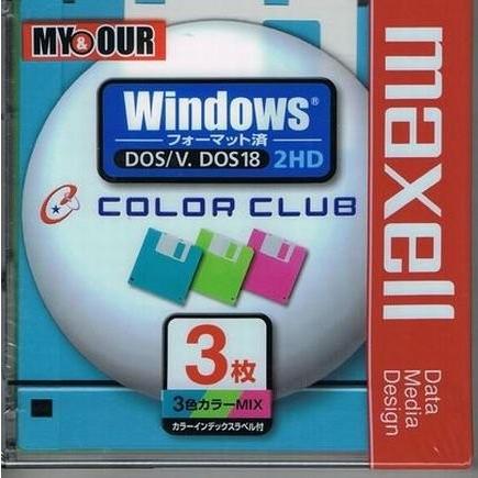マクセル 独特な Maxell MFHD18CC.3P 新作 大人気 3.5型フロッピーディスク Windows カラーミックス MS-DOSフォーマット 3枚