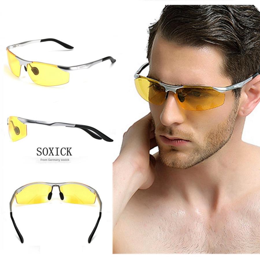 Soxick Hd 偏光サングラス スポーツ メガネ 夜間 運転 イエロー レンズ ドライブ 雨天 防眩効果 Uvカット メタル フレーム Hanamaru Ya 通販 Yahoo ショッピング