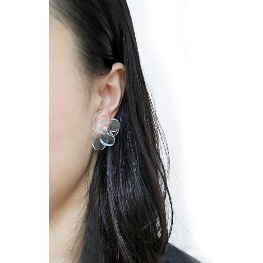 透明アクリル大花ド女性ピアス ねじばねネジイヤリング Nu006t 透明 最安値