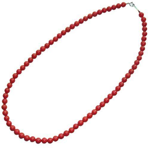 赤珊瑚 ネックレス チョーカー 5.8mmから5.5mm玉 地中海産サンゴ 42cm プレシャスジュエリー 14金ホワイトゴールドの金具 無