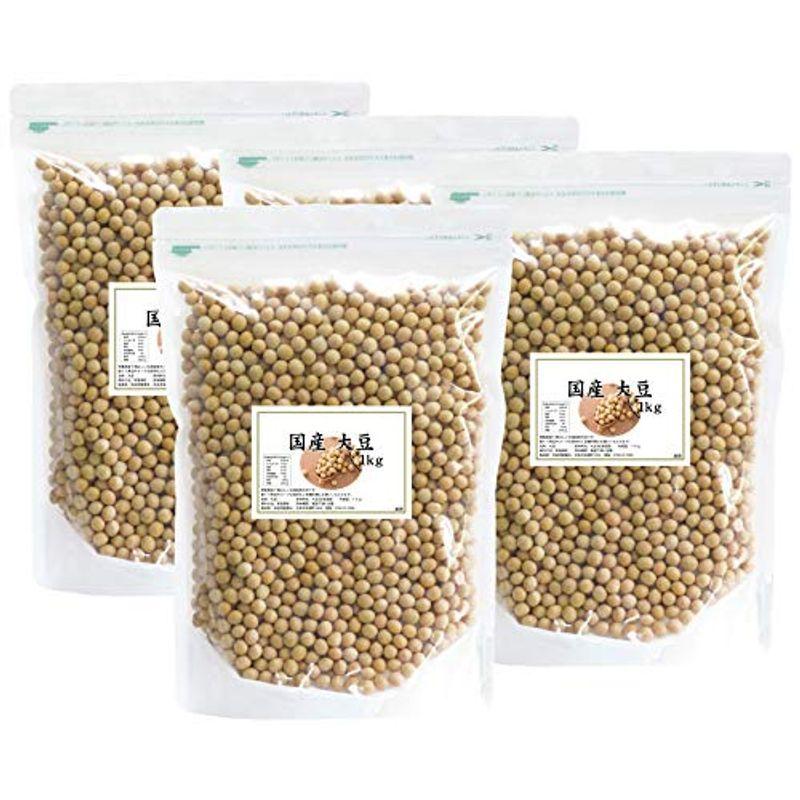 自然健康社 国産大豆 品質が完璧 チャック付き袋入り GINGER掲載商品 1kg×4個