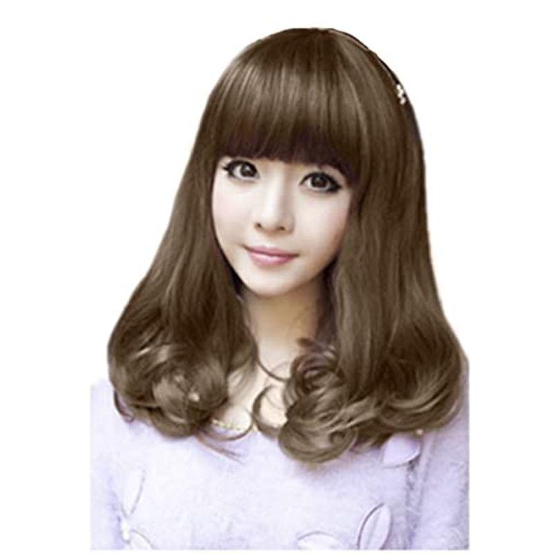 新入荷 流行 ネモフィオール フルウィッグ ファッションウィッグ セミロング 小顔効果 アジャスター付き 耐熱 レディース ライトブラウン2 フリー