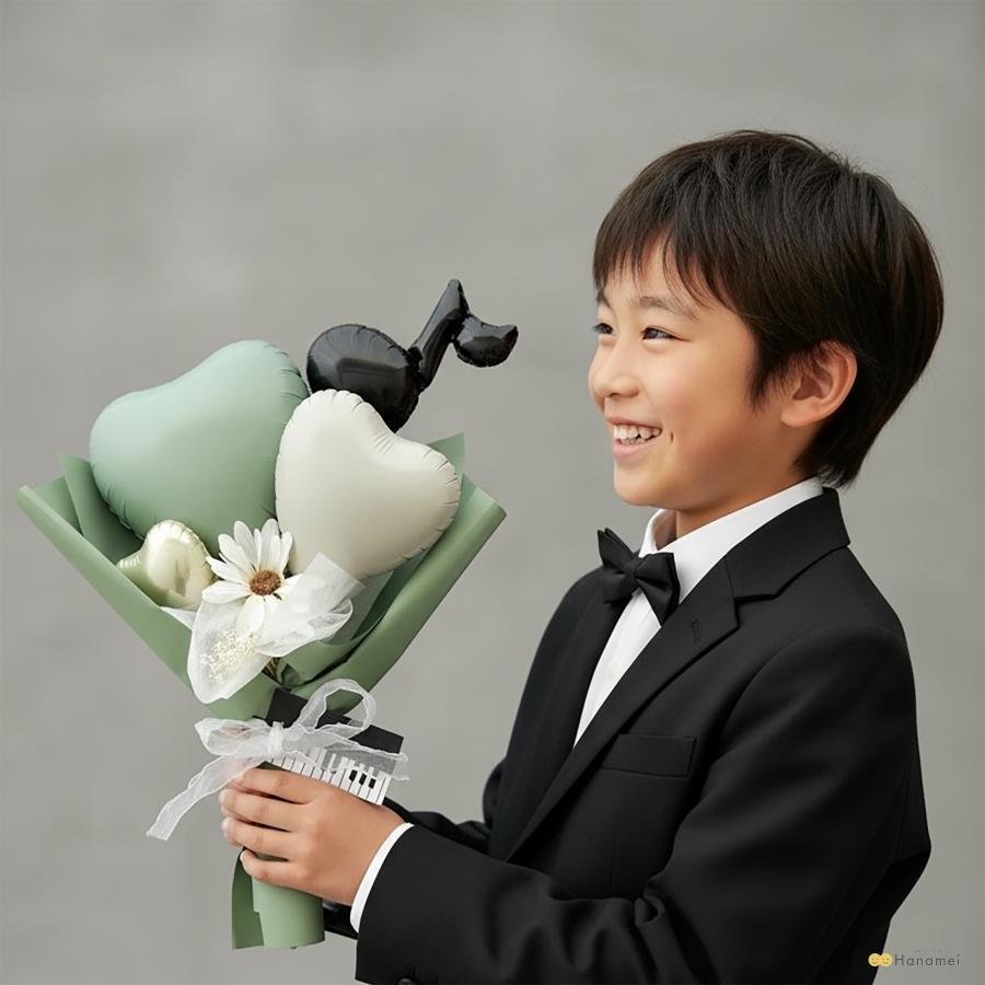 バルーンブーケ　枯れない花束　推し活　入園式　入学式　発表会　結婚式　ブーケトス バルーン ブーケ 花束 ミニ花束 発表会 【文字入れOK 有料】落ち着いた