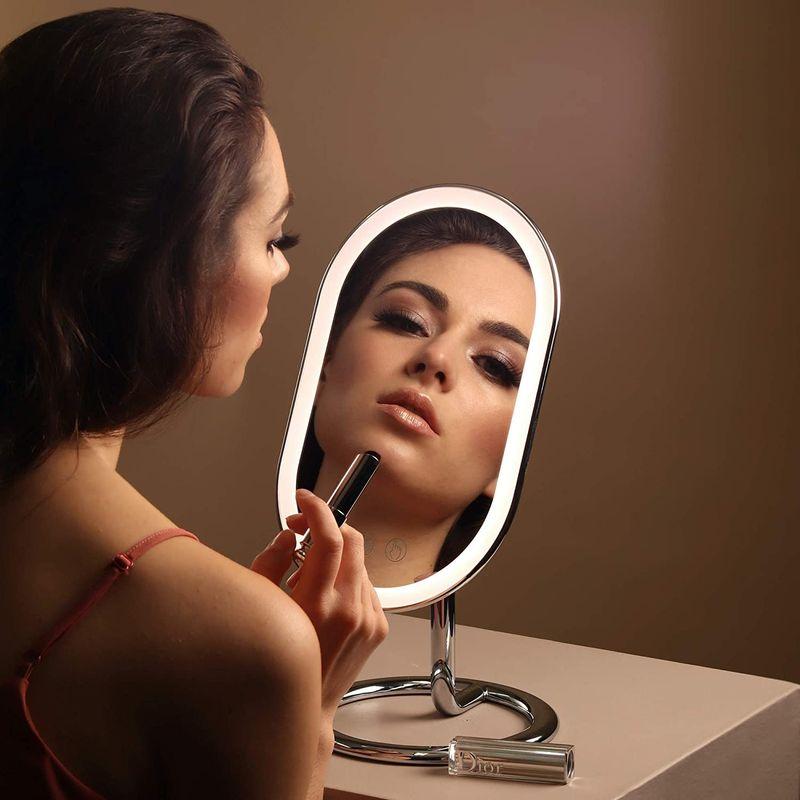 Fancii LED 化粧鏡 プレミアムメイクミラー 3ライト設定 金属女優ミラー、3色調光 コードレス 充電式 スタンド卓上鏡 (Vera｜hananooo｜08