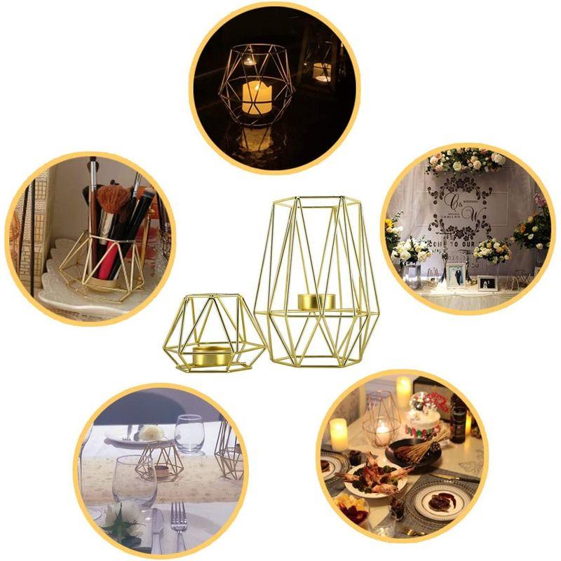 8MILELAKE ゴールド 幾何学な金属ティーライトキャンドルホルダー 鉄フレーム燭台 2個セット 居間および浴室の装飾のため コーヒーテ｜hananooo｜08