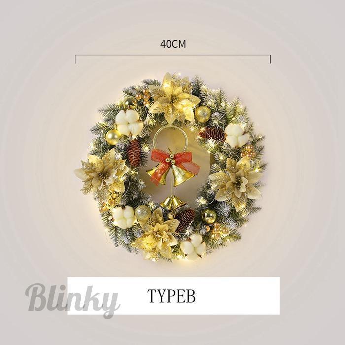 クリスマスリース 玄関 LED付き 花輪 ドライ リース ドライフラワー