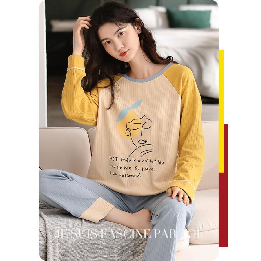 ルームウェア パジャマ レディース 上下セット 春夏 新作 綿 長袖 女性 可愛い 女子 韓国風 寝巻き 部屋着 Csyw3 花の海ストア 通販 Yahoo ショッピング