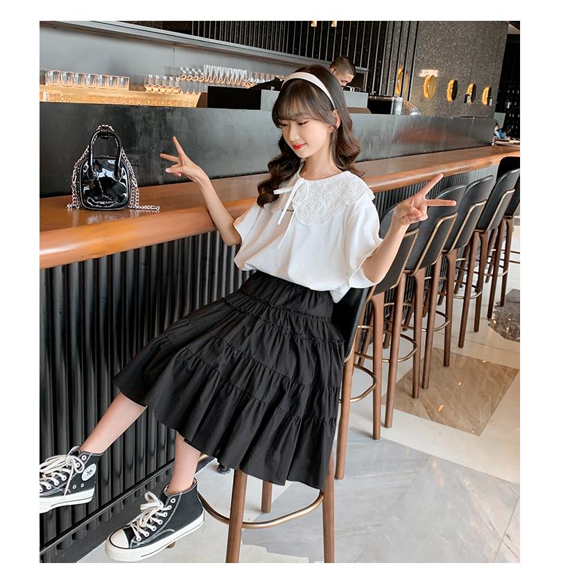 子供服 セットアップ キッズ 女の子 春夏 上下セット 半袖 ブラウス シャツ スカート キッズ おしゃれ 可愛い カジュアル 韓国子供服 150 160 Ctzh46 花の海ストア 通販 Yahoo ショッピング