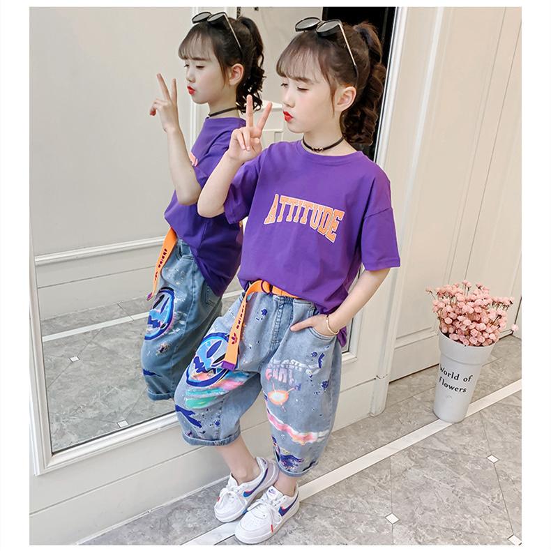 独創的 130女の子 上下セット デニムパンツ 韓国子供服 女の子服上下セット 130新品