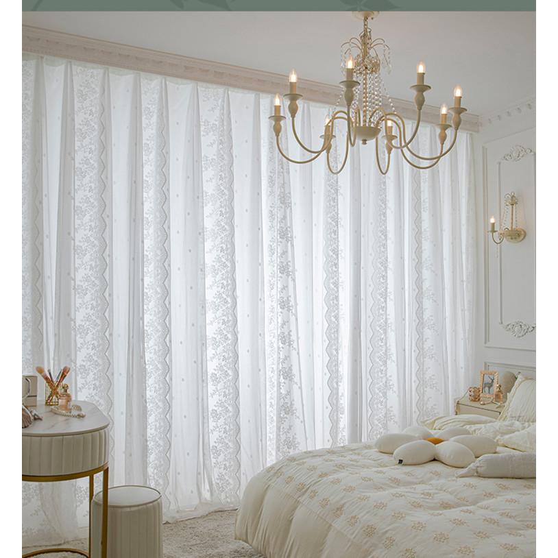 予約】 レースカーテン 二枚組み カーテン 花柄 北欧カーテン 北欧家具