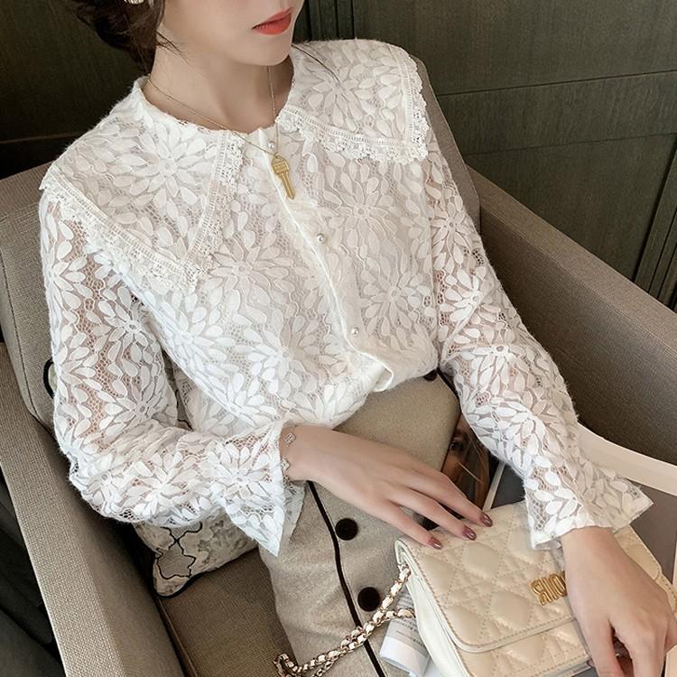 新作 シースルーレーストップス インナー コーデ 透かしブラウス レース レースカットソー ハイネック レースブラウス Ls5 花の海ストア 通販 Yahoo ショッピング